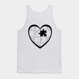 Black Jigsaw Puzzle Heart Tank Top